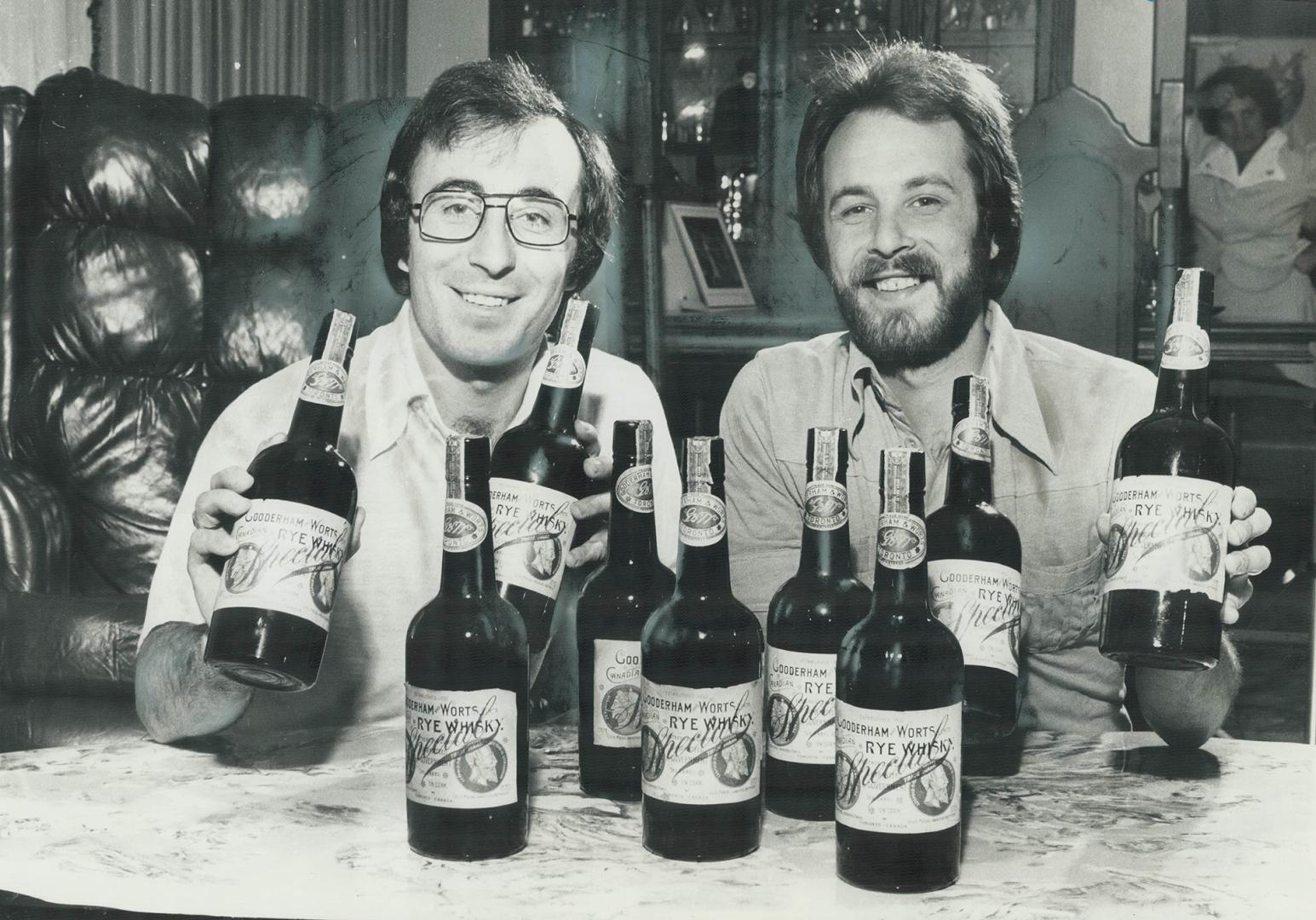 Plastered Behind A Wall. That's where workmen for renovators. Pat (left) and Dominic Giglio found a secret cache of 90 full bottles of 1909 Gooderham (...)