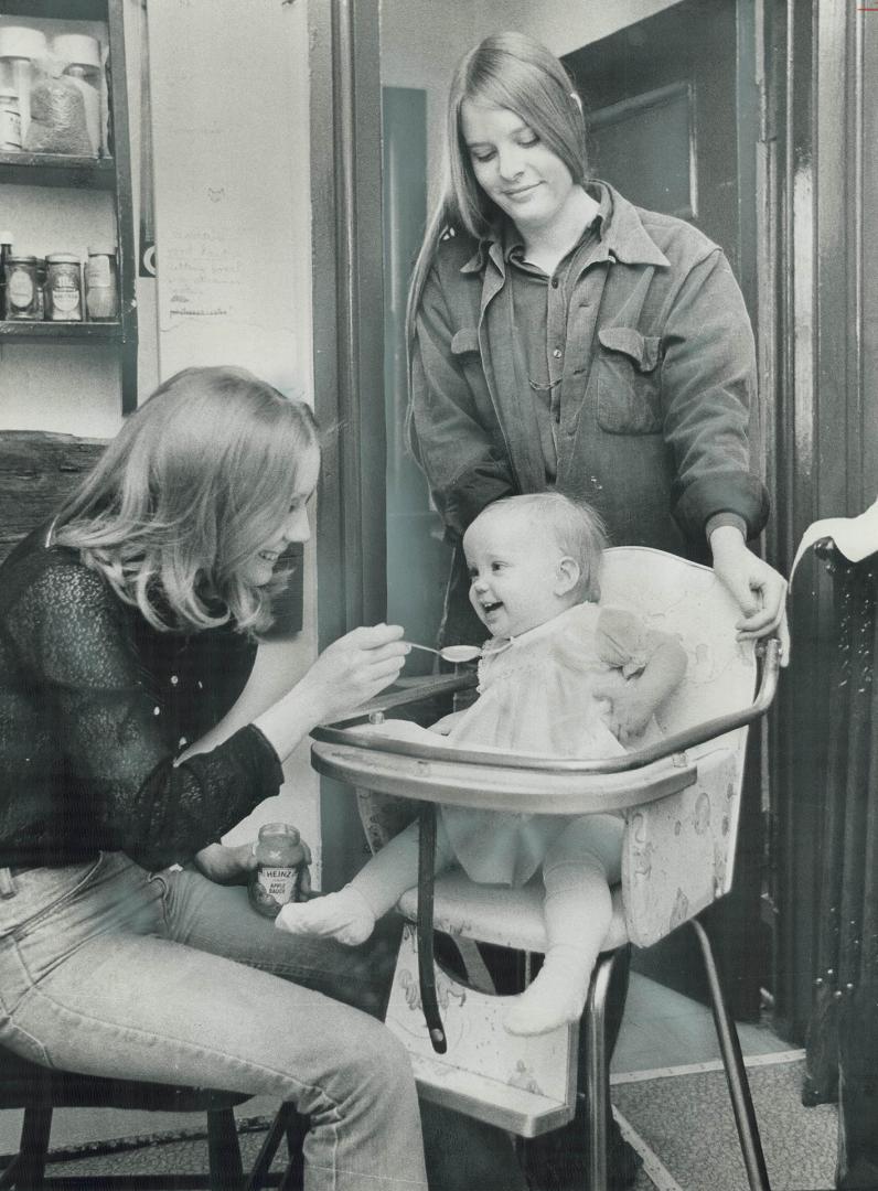 A 19-Year-old mother, Karen, left, who is staying at Interval House on Spadina Rd