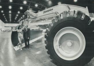 Eighty-ton grader on display at the International Centre, Airport Rd