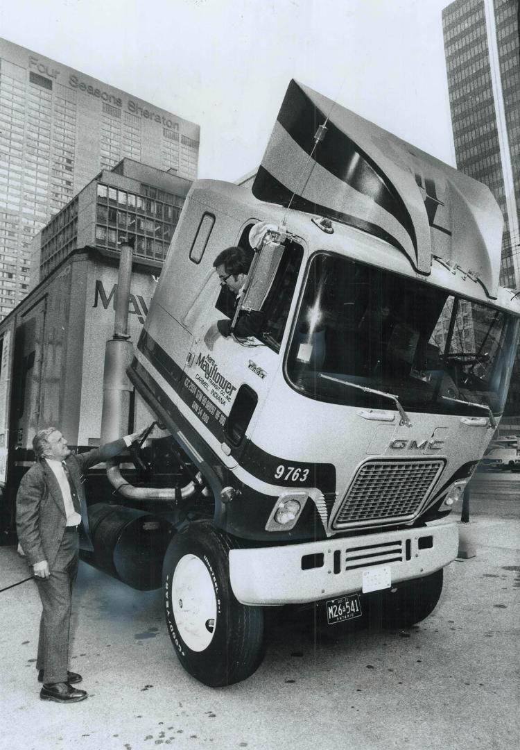 A High Brow to help Save Fuel, The road tractor, above, known as the Astro Dragfoiler, has its cab tilted forward to display its latest feature: a mol(...)