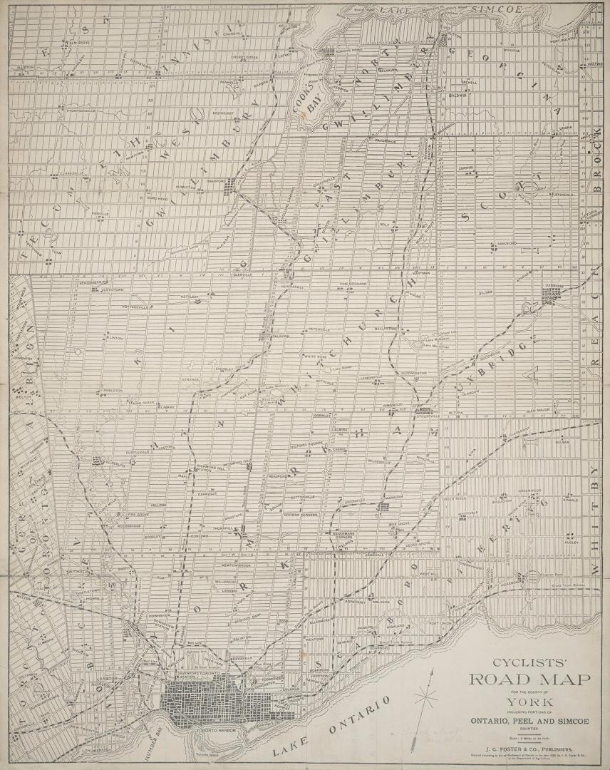 Cyclists' road map for the county of York, including portions of Ontario, Peel and Simcoe counties