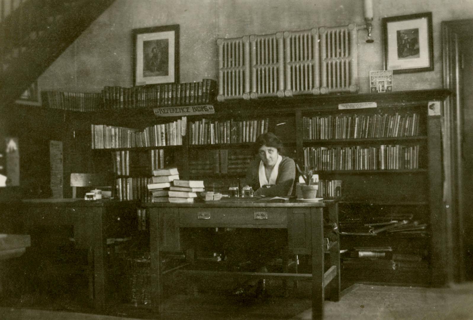 High Park Branch, Toronto Public Library, Roncesvalles Avenue, southwest corner of Wright Avenue Interior, librarian at reference desk