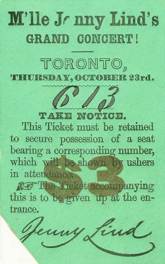 Mademoiselle Jenny Lind's Grand Concert, Thursday, October 23rd 1851.