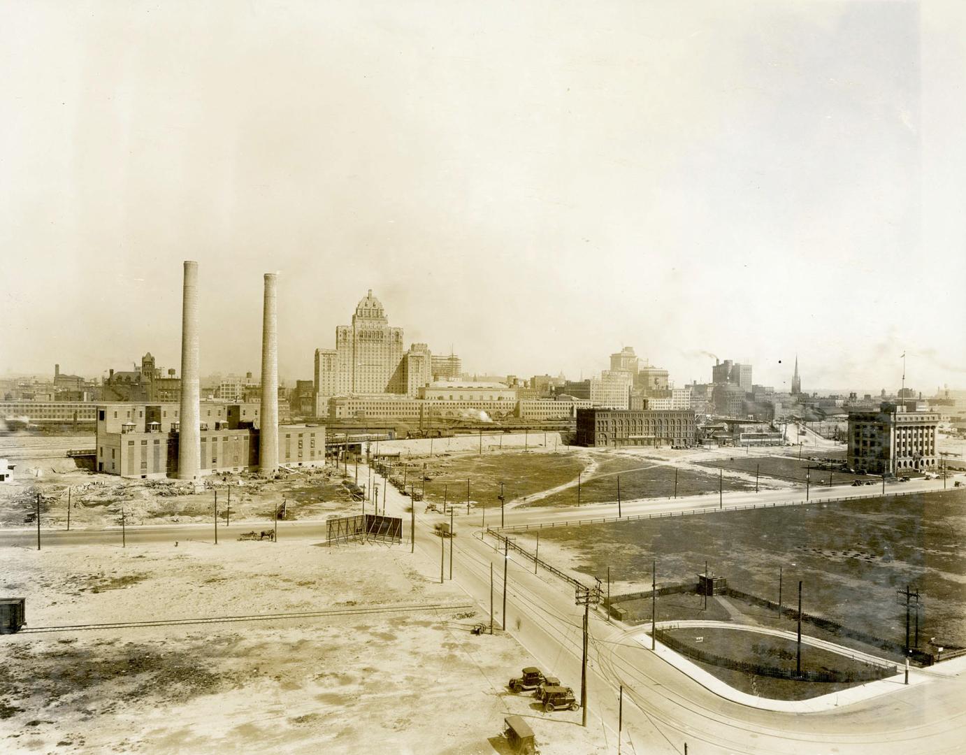 Toronto Harbour 1929. Looking north east from York St. & Queen's Quay W