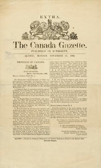 Extra. The Canada Gazette