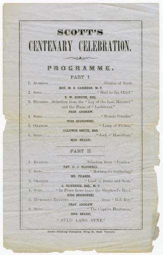 Scott's centenary celebration programme