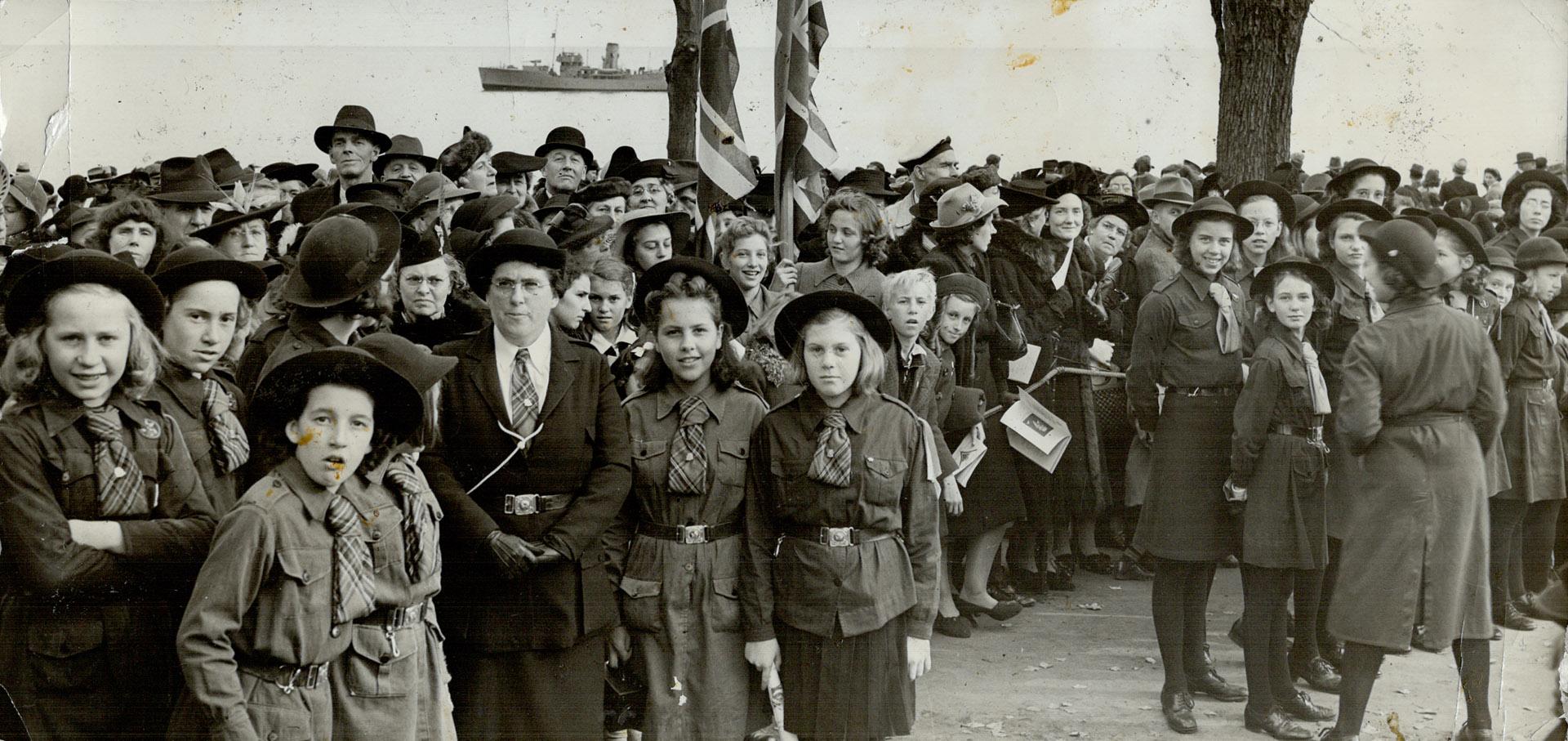 School children join in welcome for crew of trim new ship