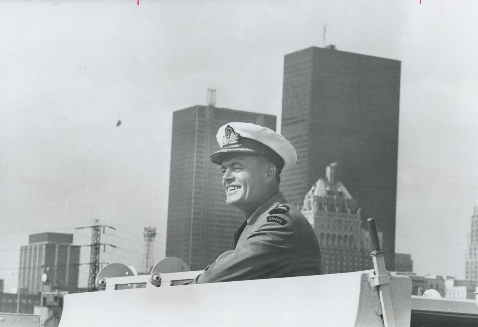 HMCS Ottawa, the navy's first bilingual ship, is docked at Queen's Quay between York St