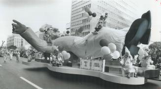 One of the biggest floats carried Chuckles the Clown in the 74th Eaton's Santa Claus Parade