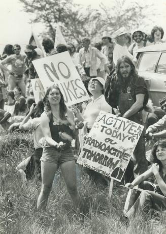 In scene reminiscent of 1960s, young people demonstrate against nuclear power