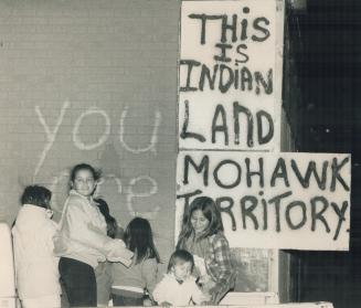 Point made: A group of Mohawks left this message at the Canada Customs post on the Seaway International Bridge at Cornwall Island before they temporarily seized the bridge