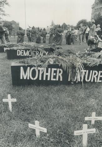 The second stage: Protesters marched to Queen's Park last week for a mock funeral during second step in opposing construction of new airport