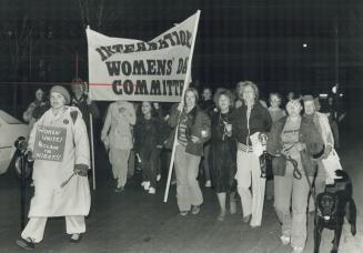 Marcher: One of 600 women who marched last night in a Beaches protest against nighttime violence on Toronto streets