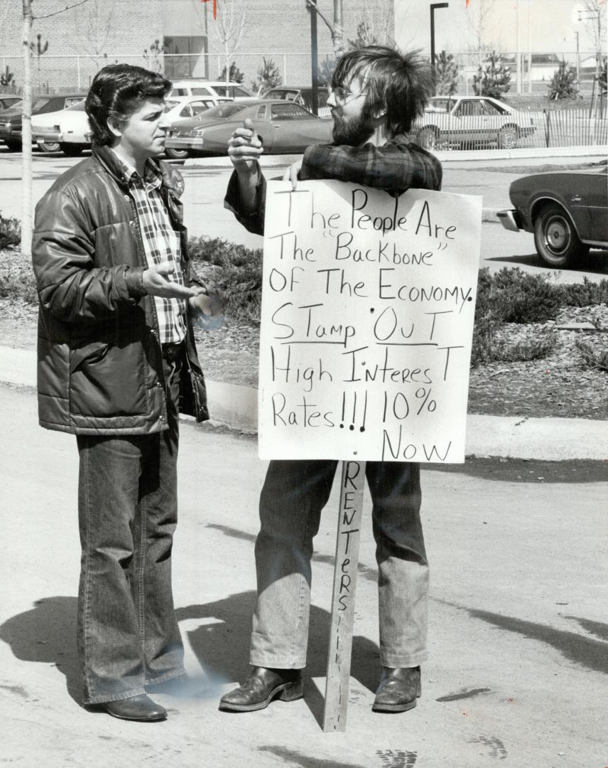 Anger: Sid Crocker of North York makes his feelings known with a placard