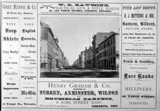 Yonge Street, looking north from Front Street, and stores