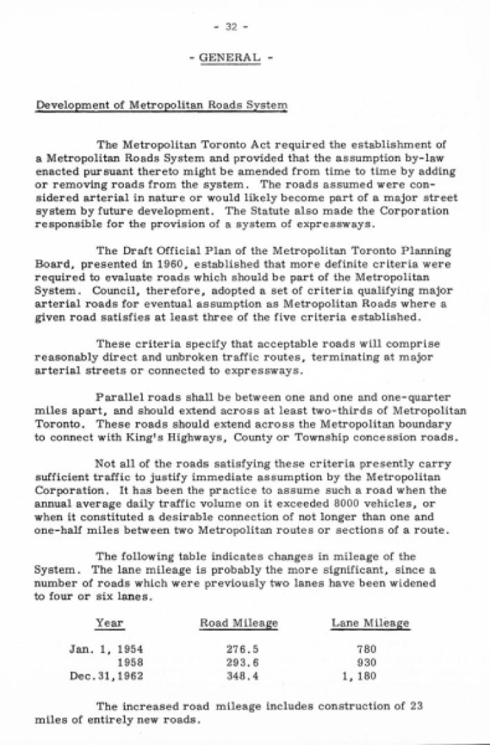 Development of metropolitan roads system