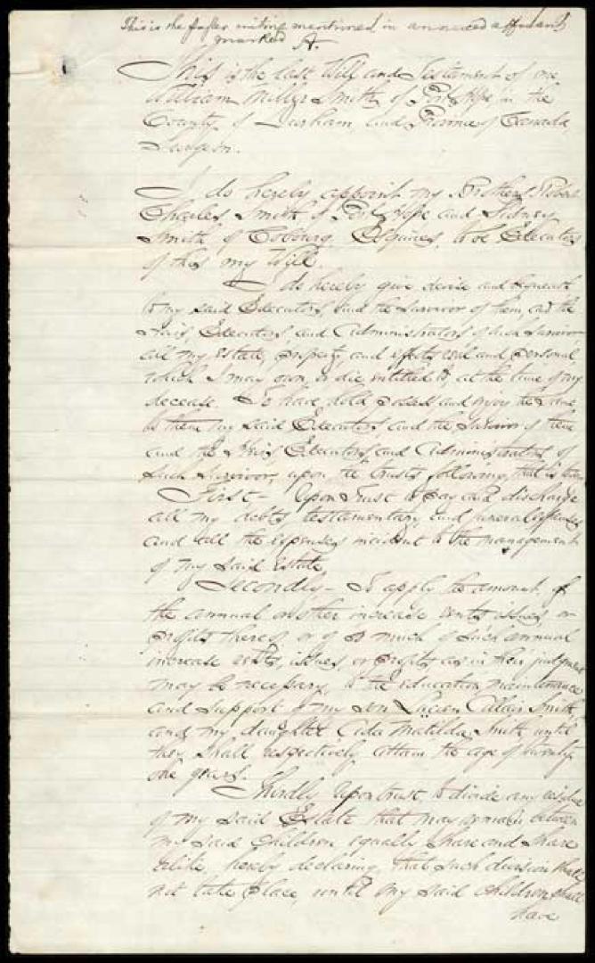 Last will and testament of William M