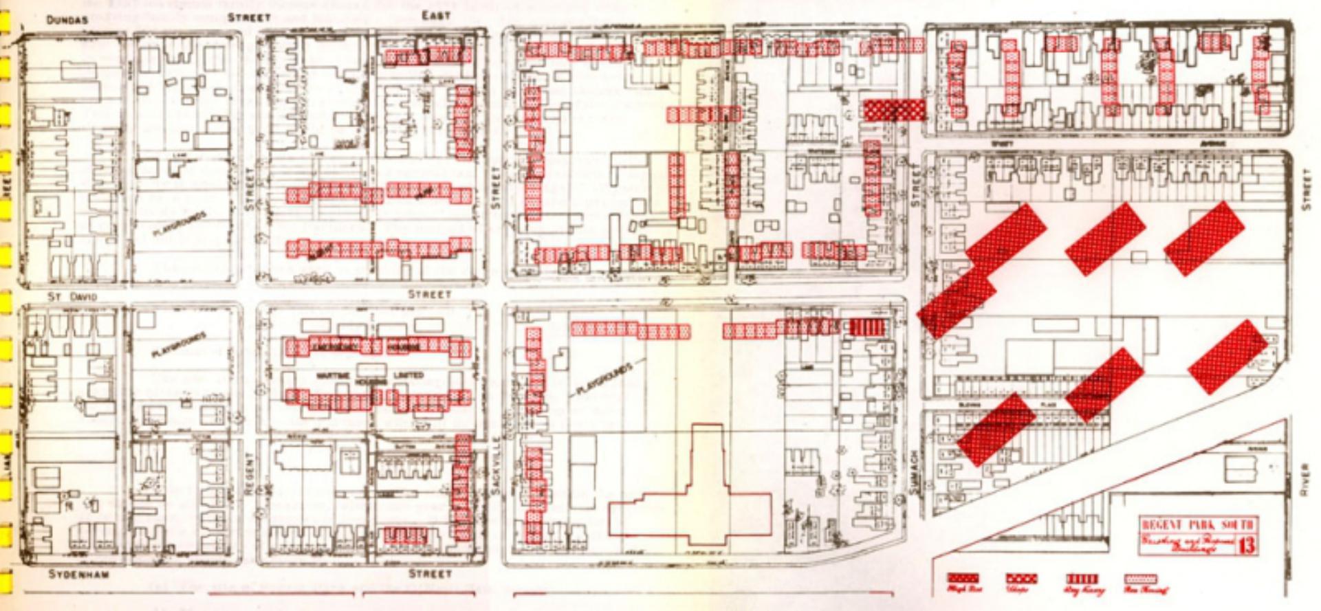 Regent park south existing and proposed buildings