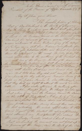 Petition of John Huet to Samuel Smith re