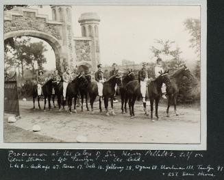 Procession at the gates of Sir Henry Pellatt's