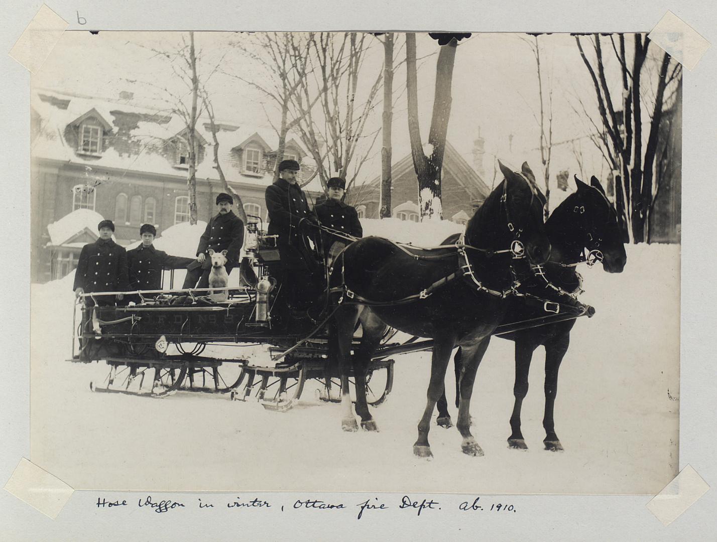 Hose Waggon in winter, Ottawa fire Dept