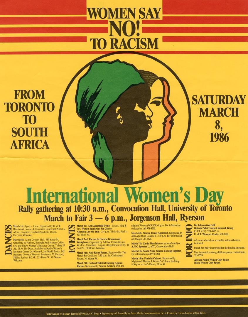 Poster features an illustration of the heads of three women.