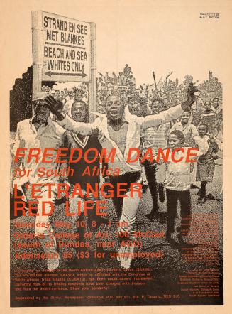 Poster features a photograph of a group of people marching in front of a sign reading &quot;Bea…