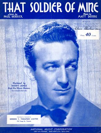 Cover features: title and composer information; facsimile photograph of Harry James with captio…