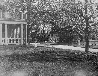 A photograph of the yard of a house.