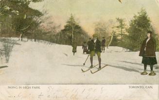  A group of people enjoying winter activities in a park. 