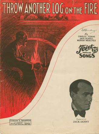 Cover features: title and composer information; drawing of a man seated before a fire in a fire…