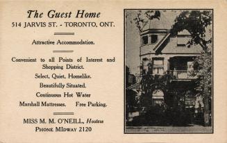 The Guest Home 514 Jarvis St. - Toronto, Ont.