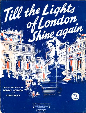 Cover features: title and composer information; drawing of Piccadilly Circus with crowds and li…