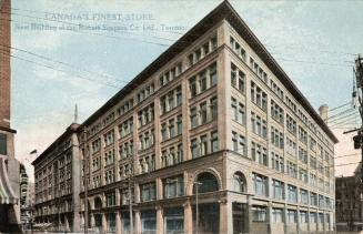 Colorizes photograph of a six story department store building in the Chicago Architectural styl…