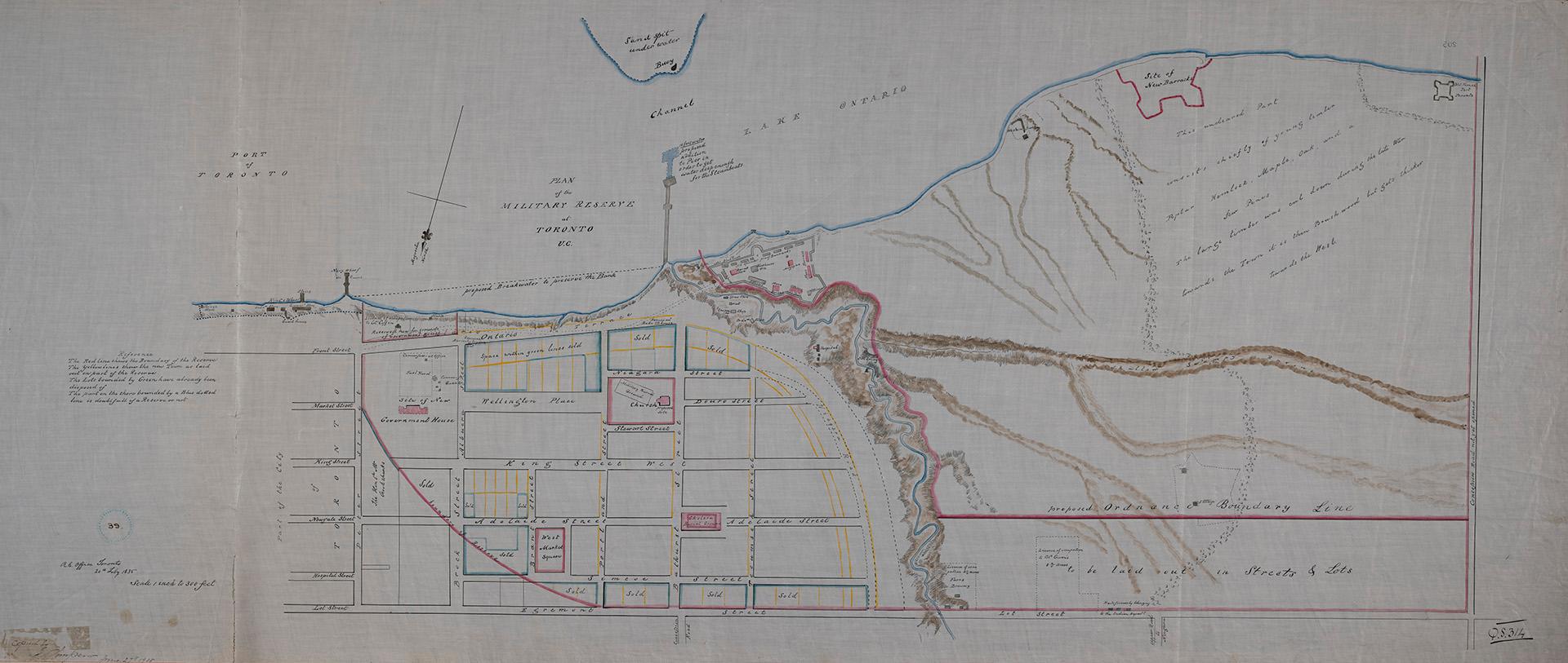 1835 Plan of the military reserve, Toronto showing some properties and names of some land owner…