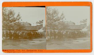 Pictures show a crowd of people looking at railroad tracks.