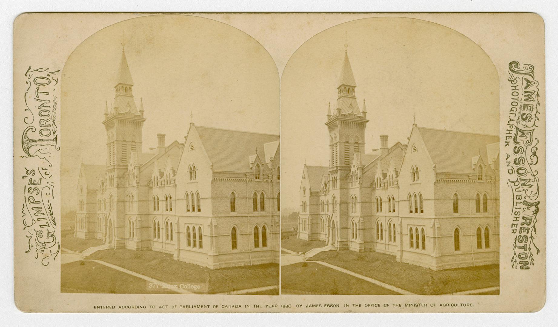 Pictures show a newly built building in the colligate gothic style.