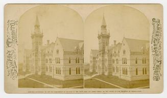 Pictures show a newly built building in the colligate gothic style.