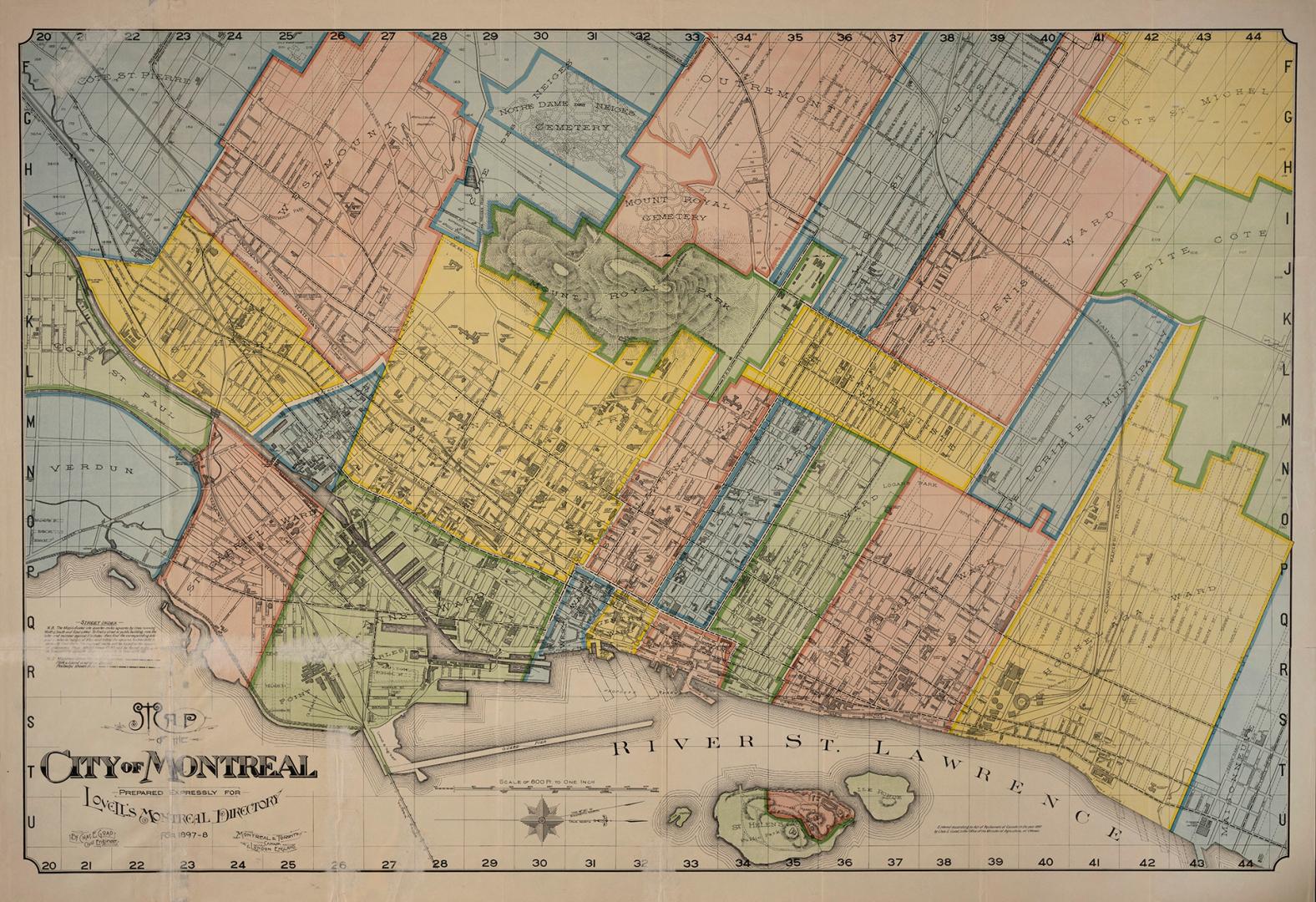 Map of the City of Montréal prepared expressly for Lovell's Montréal Directory for 1897-8