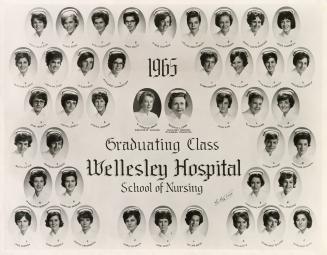 A class photograph for the 1965 graduating class of the Wellesley Hospital School of Nursing, T…