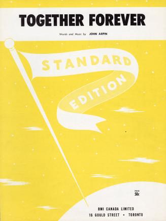 Cover features: title and composition information against a background of stylized clouds and a…