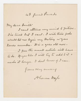 Manuscript letter in Arthur Conan Doyle's handwriting.