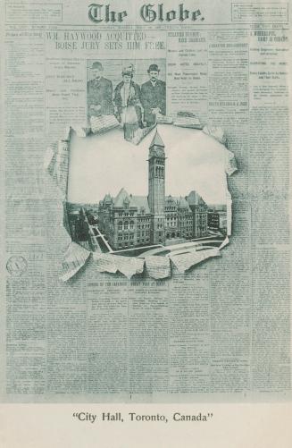 Black and white photograph of the front page of The Globe, Monday July 29, 1907 with a picture …