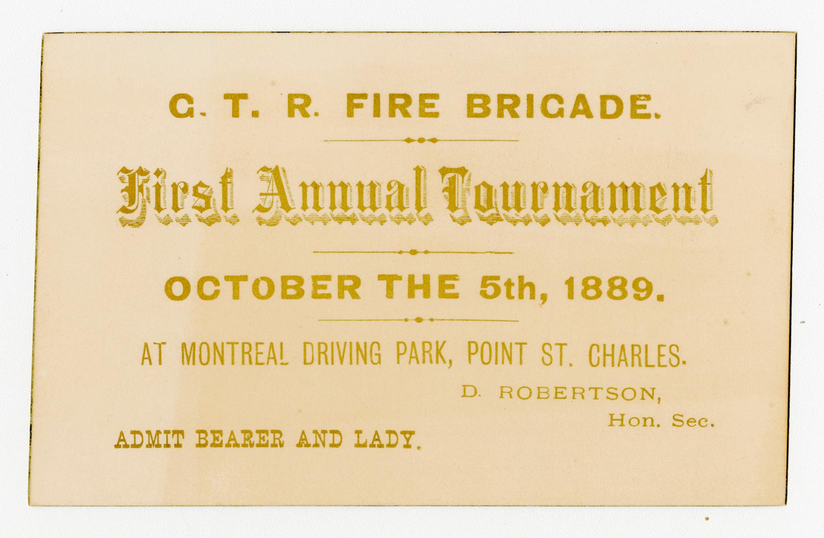 G.T.R. Fire Brigade first annual tournament