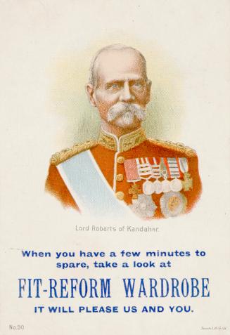 Colour trade card advertisement depicting an illustration of Lord Roberts of Kandahar, with cap…