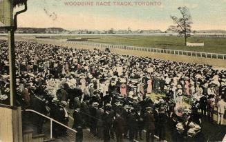 Picture of a racetrack and large grandstand. 