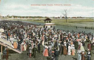 Picture of a racetrack and large grandstand. 