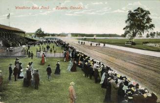 Picture of a racetrack and large grandstand. 