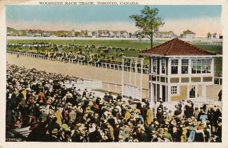 Picture of a racetrack and large grandstand. 