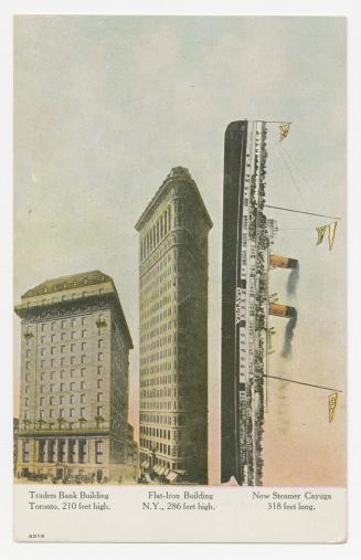 Black and white photograph of an early skyscraper under construction.